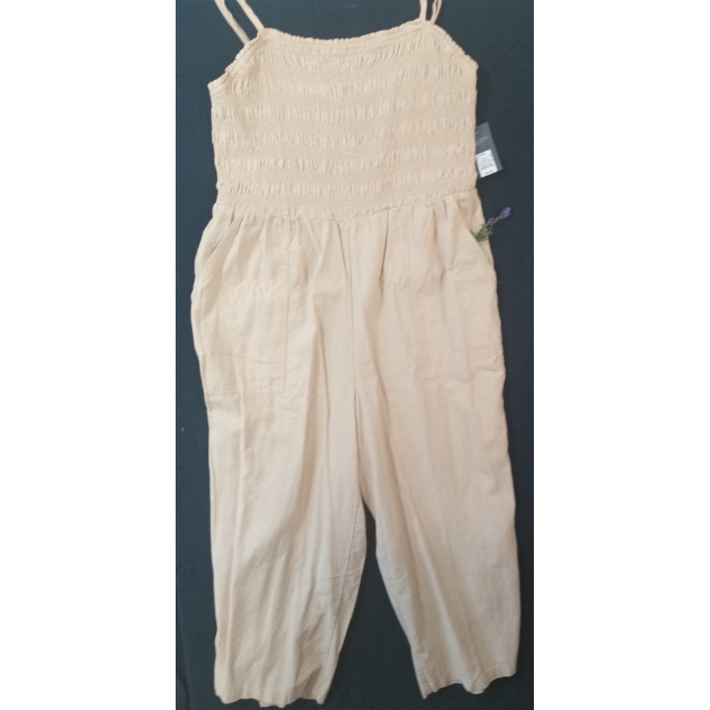 $30 NWT UNIVERSAL THREAD spaghetti strap smocked pantsuit PLUS XXL 2X tan solid - Picture 2 of 6